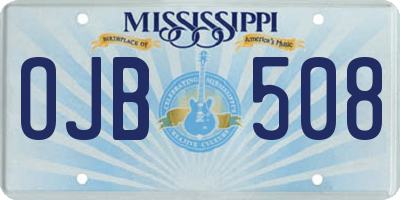 MS license plate OJB508
