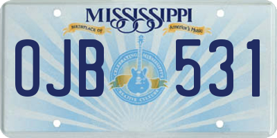 MS license plate OJB531