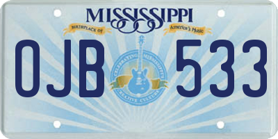 MS license plate OJB533
