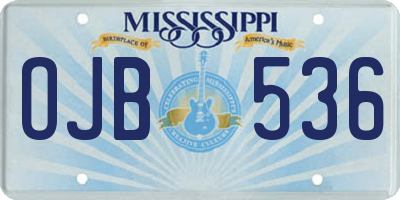 MS license plate OJB536