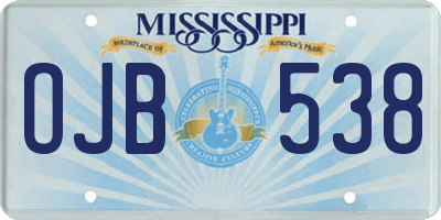 MS license plate OJB538