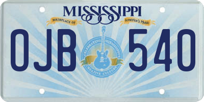 MS license plate OJB540