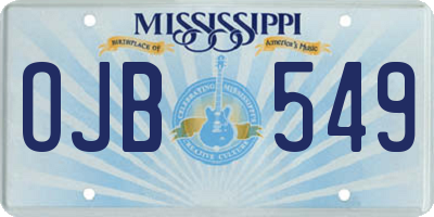 MS license plate OJB549