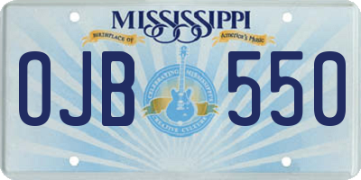 MS license plate OJB550