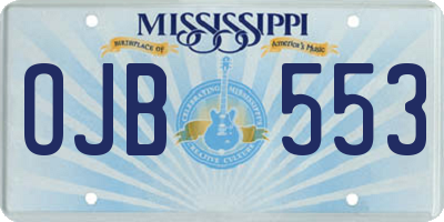 MS license plate OJB553