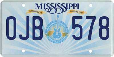 MS license plate OJB578
