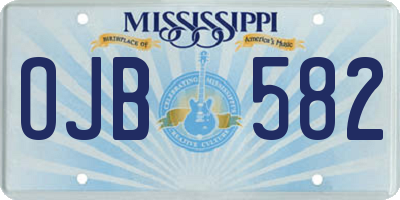 MS license plate OJB582