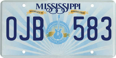 MS license plate OJB583