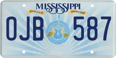 MS license plate OJB587