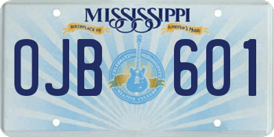 MS license plate OJB601