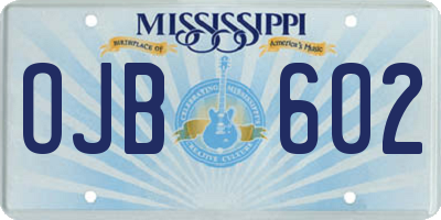 MS license plate OJB602