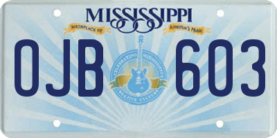 MS license plate OJB603