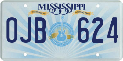 MS license plate OJB624
