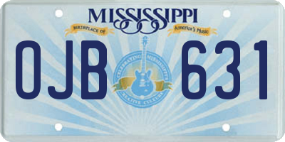 MS license plate OJB631
