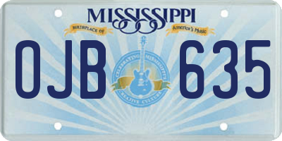 MS license plate OJB635