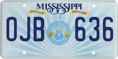 MS license plate OJB636