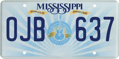 MS license plate OJB637
