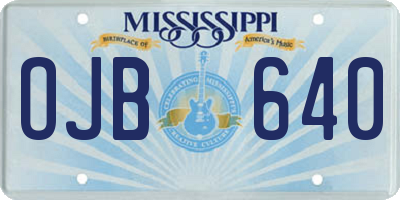 MS license plate OJB640