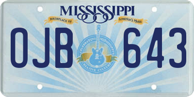 MS license plate OJB643