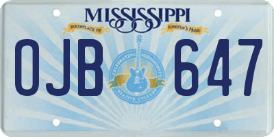 MS license plate OJB647