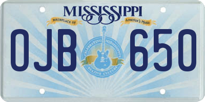 MS license plate OJB650