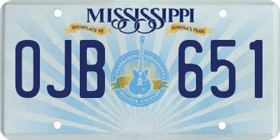 MS license plate OJB651