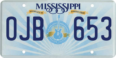 MS license plate OJB653