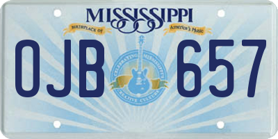 MS license plate OJB657