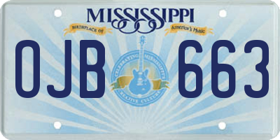 MS license plate OJB663