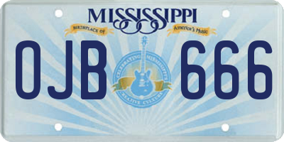 MS license plate OJB666