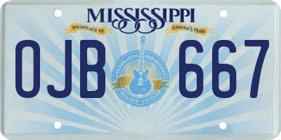 MS license plate OJB667