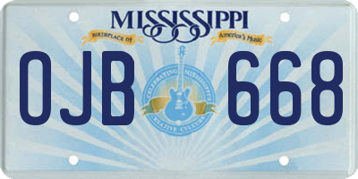 MS license plate OJB668