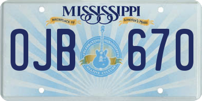 MS license plate OJB670
