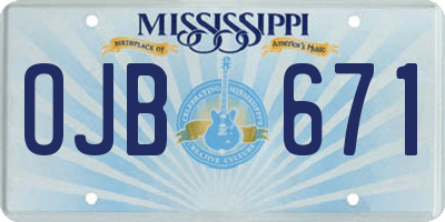MS license plate OJB671
