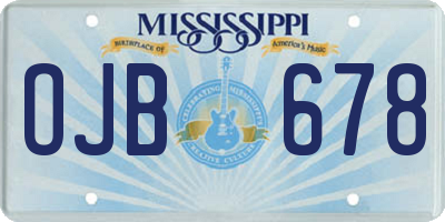MS license plate OJB678