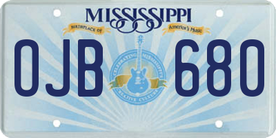 MS license plate OJB680