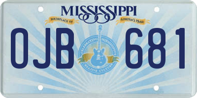 MS license plate OJB681