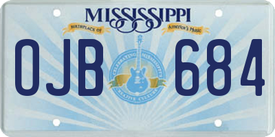 MS license plate OJB684