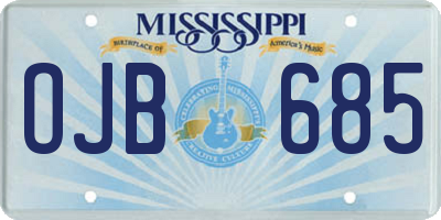 MS license plate OJB685