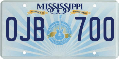 MS license plate OJB700