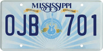 MS license plate OJB701