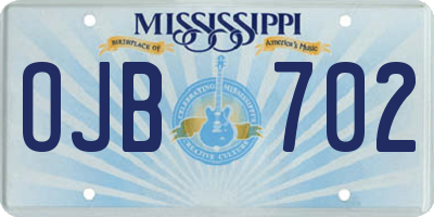 MS license plate OJB702