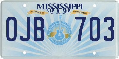 MS license plate OJB703