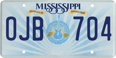 MS license plate OJB704