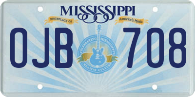 MS license plate OJB708