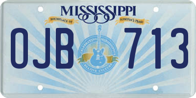 MS license plate OJB713