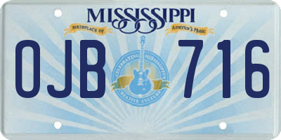 MS license plate OJB716