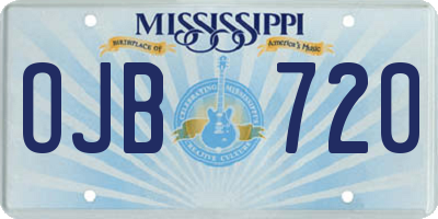 MS license plate OJB720