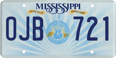 MS license plate OJB721
