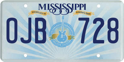 MS license plate OJB728